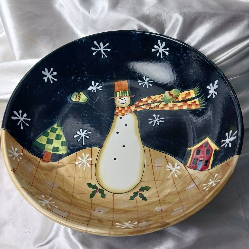 SUSAN WINGET SNOWMAN 13'' LARGE SERVING BOWL